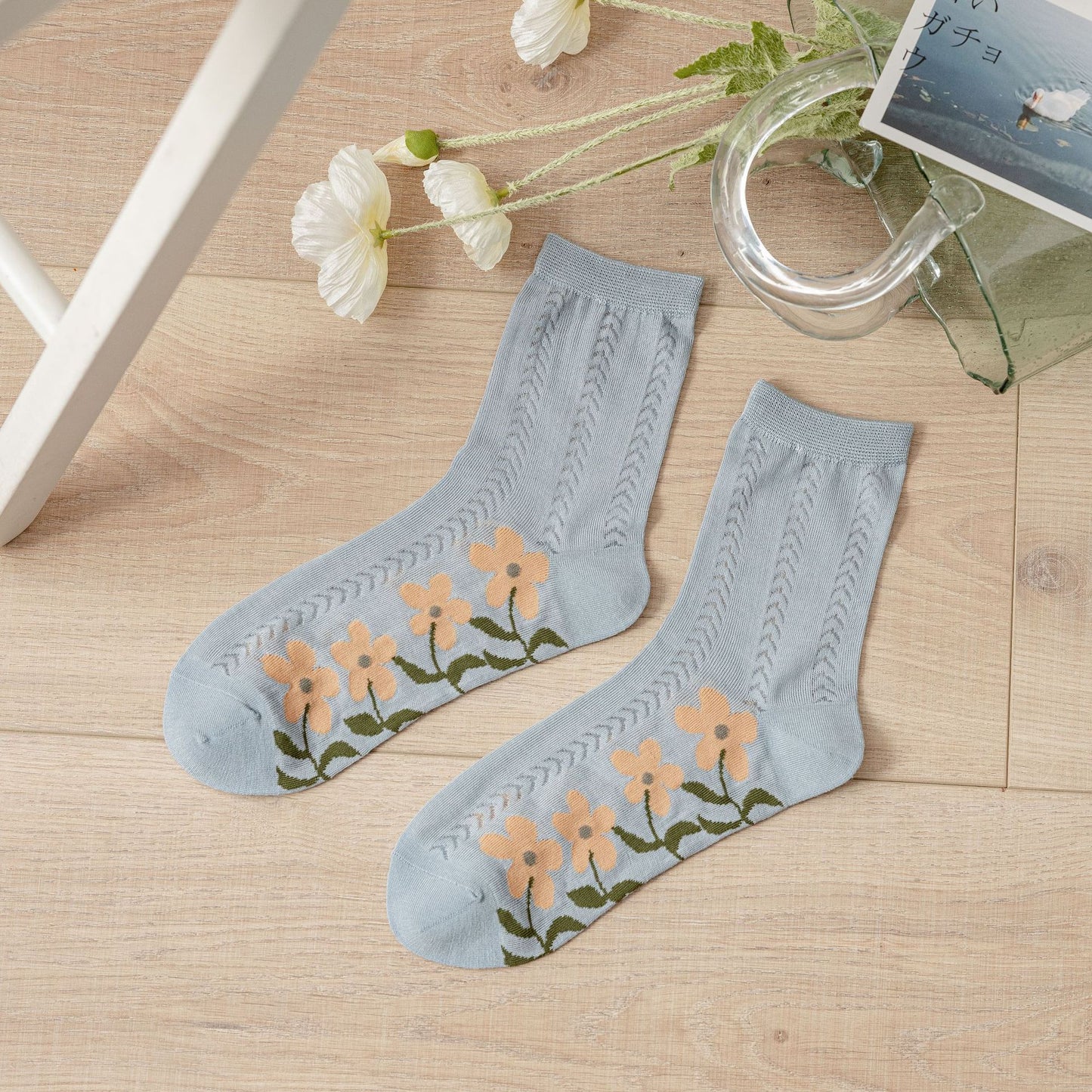 Cotton Women's Mesh Breathable Flower Socks