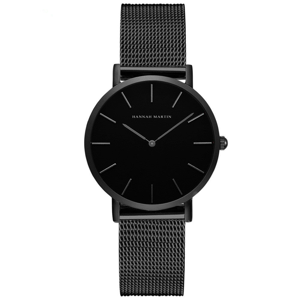 Steel strap watch double needle rose gold ultra-thin quartz men's watch