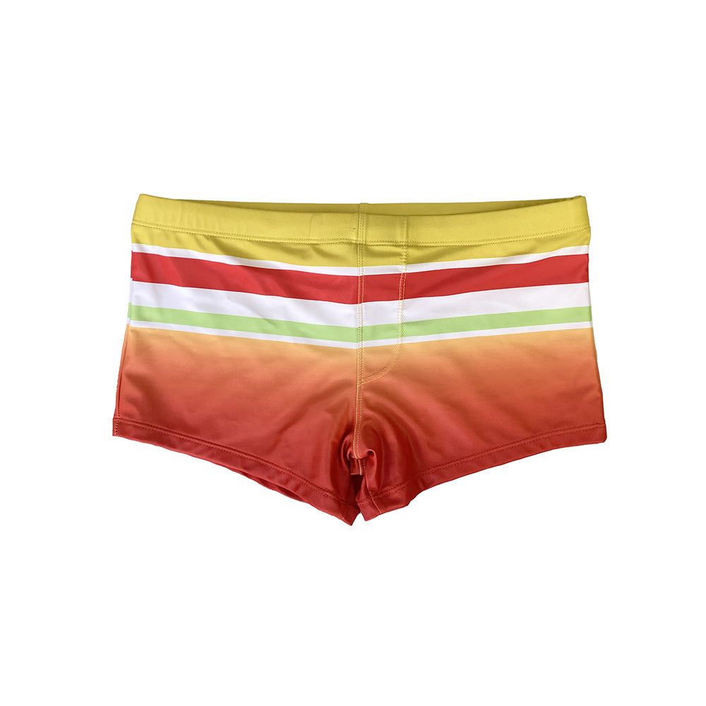 Women's Fashion Rainbow Striped Gradient Boxer Swim Shorts