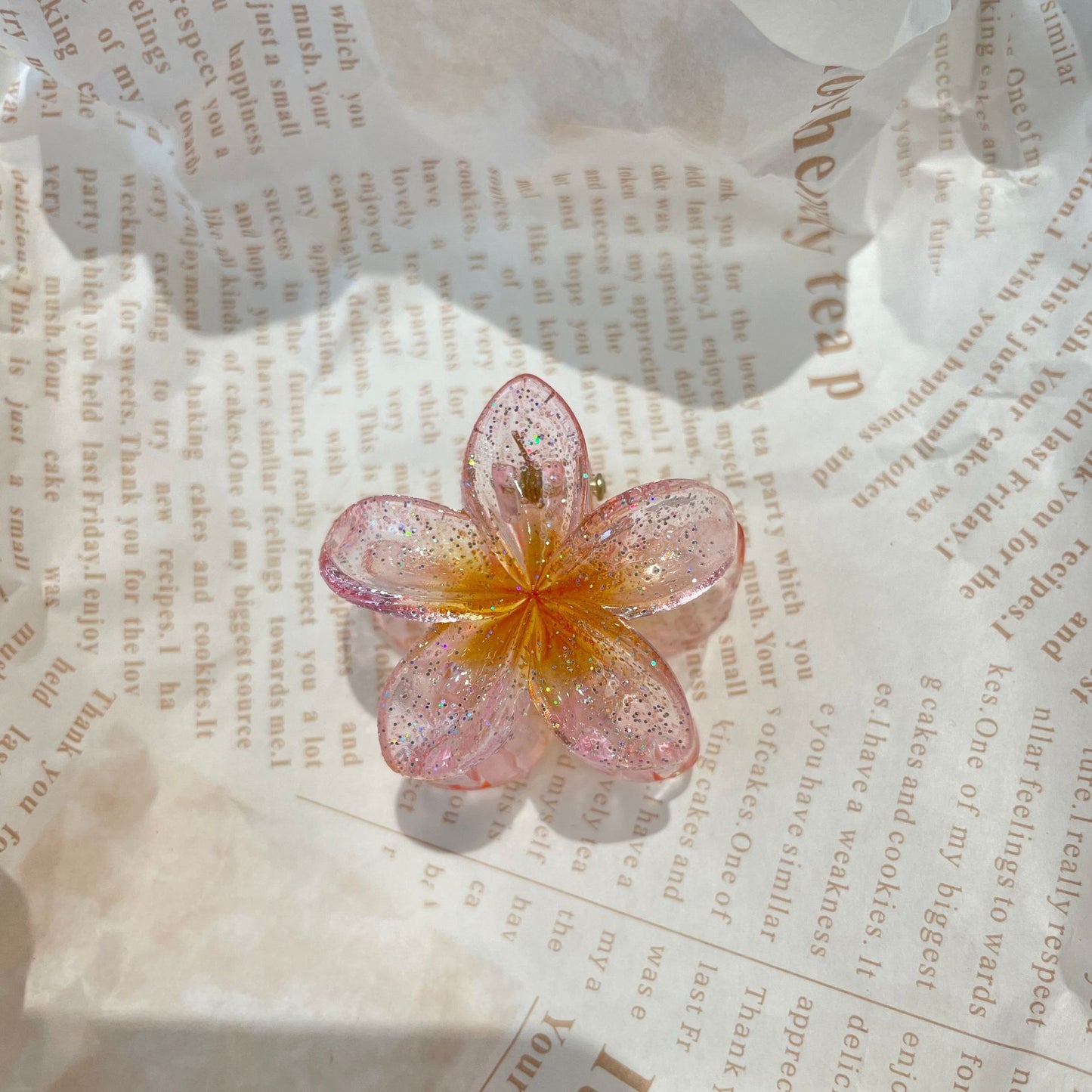 Plumeria Rubra Grip Flower Barrettes Female 4CM