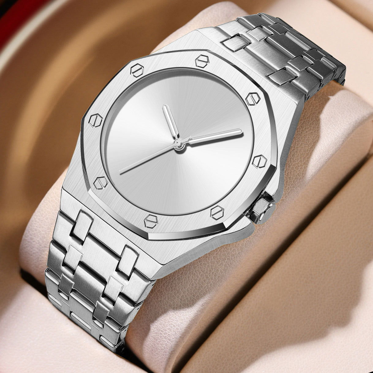 Simple  Smooth-surface  Octagonal   Waterproof Quartz Mens Watch