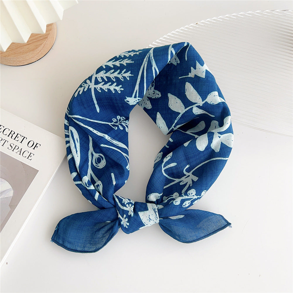 Women's Cotton And Linen Small Square Towel Silk Scarf Artistic All-match Fashion