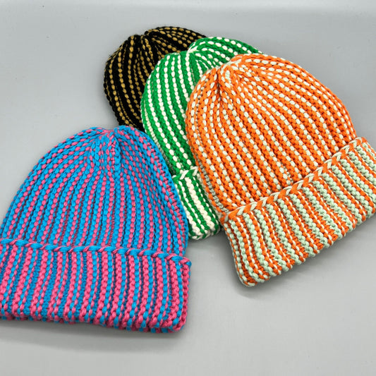 Autumn And Winter Hat Color Blocking Warm Ear Protection Wool Hat