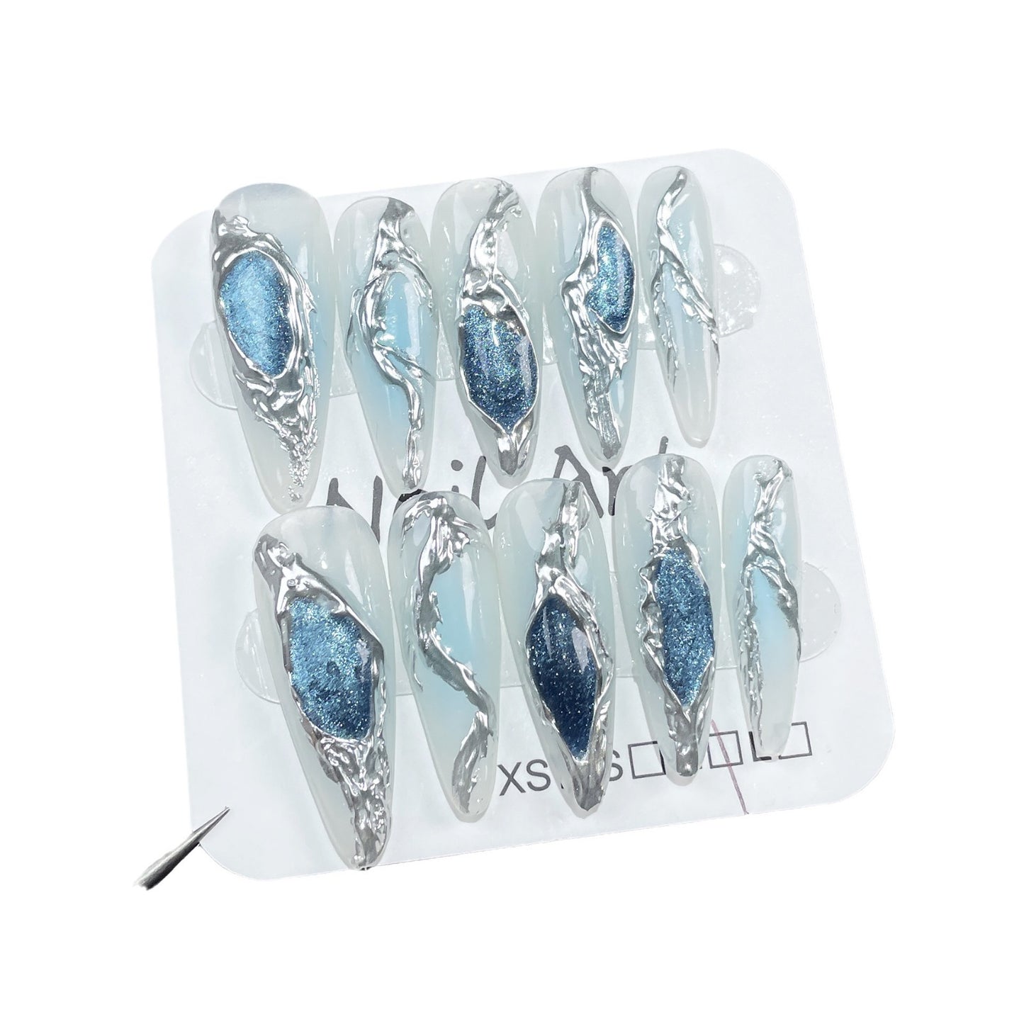 Hand-worn Armor Ocean Blue Cat Eye Liquid Mid-length