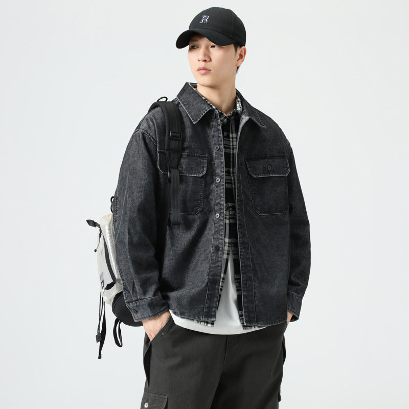 Multi-pocket Loose All-matching Work Clothes Shirt Coat Men's Washed Corduroy Shirt