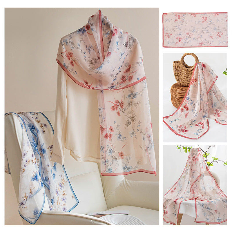 Silk Scarf Women's Mulberry Silk Printed Shawl