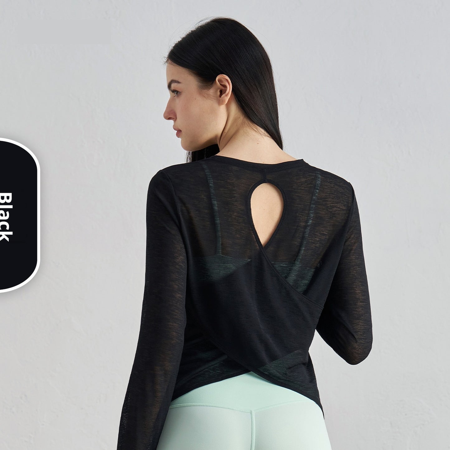 Thin Long Sleeve Loose Breathable Yoga Blouse Hollow-out Beauty Back Cross Hem Yoga Clothes