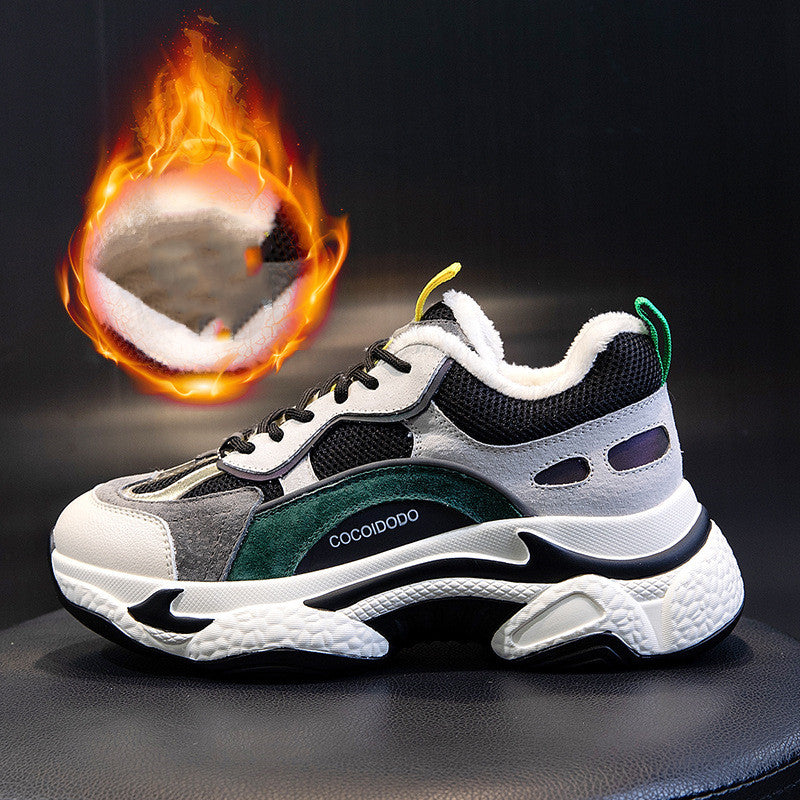 Women's Thick Sole Breathable Leather Casual Sneakers
