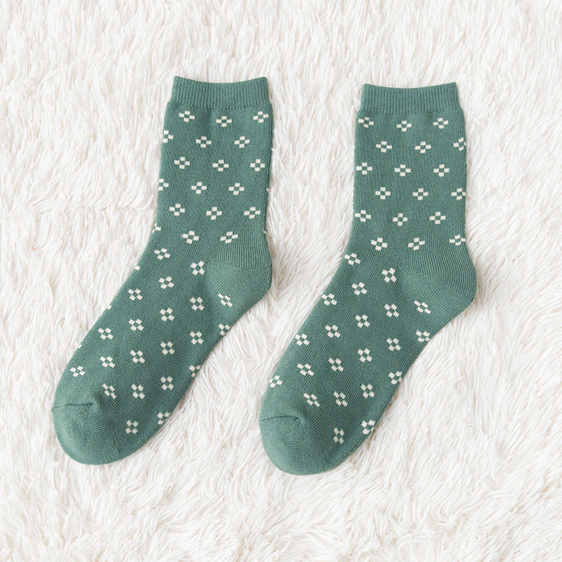 Women's Mid Tube Pure Cotton Fleece Socks