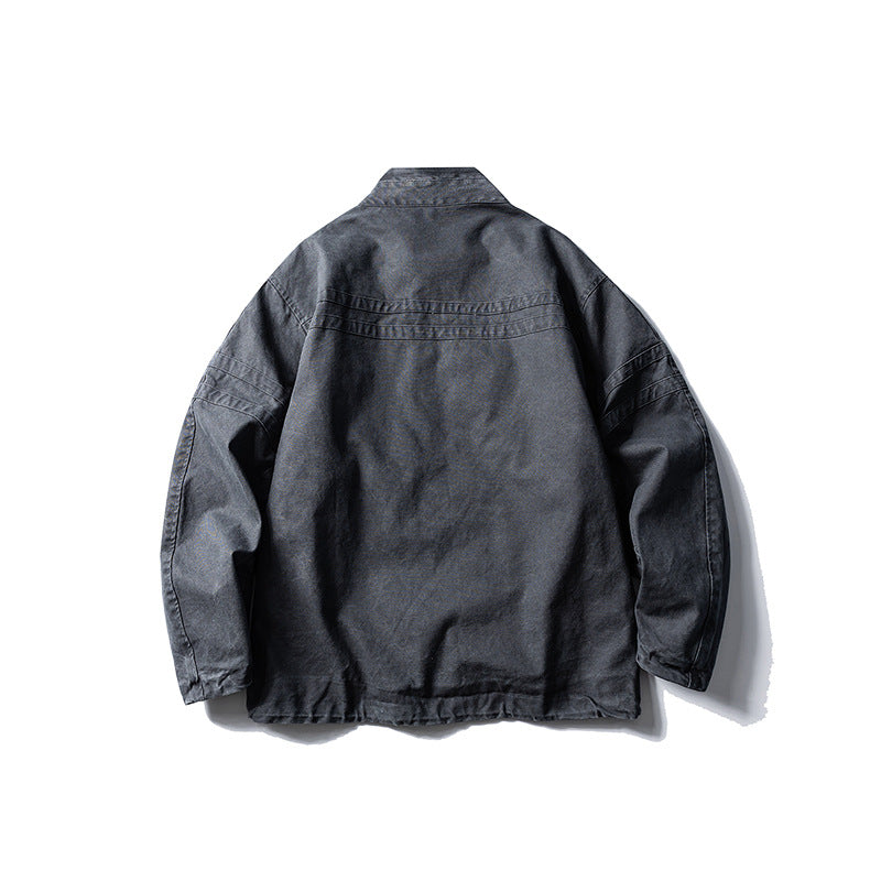 Personality Worn Looking Washed-out High Street Turn-down Collar Coat