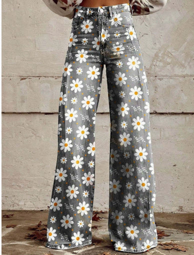 New 3D Thermal Transfer Bell-bottom Pants