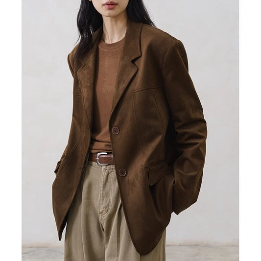 Dark Brown Coffee-colored Suede Blazer