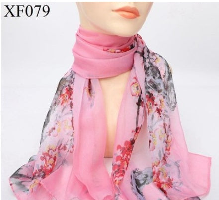 Spring And Autumn Print Chiffon Scarf Shawl