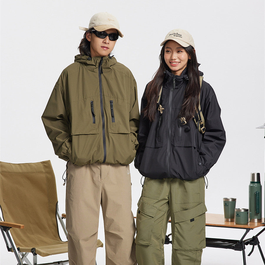 Men's And Women's Fashion Outdoor Camping Solid Color Jacket Coat