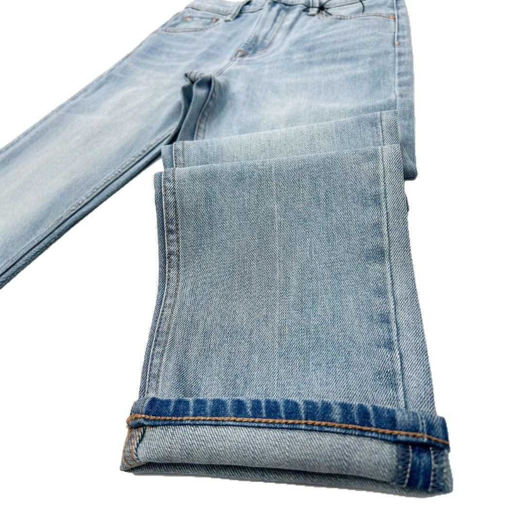 Højtaljede lyseblå strækbare smalle kropsnære jeans med lige ben og cropped længde til kvinder