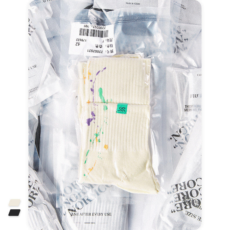 New Fake Two-layer Luminous Ink Splashing Sports Socks