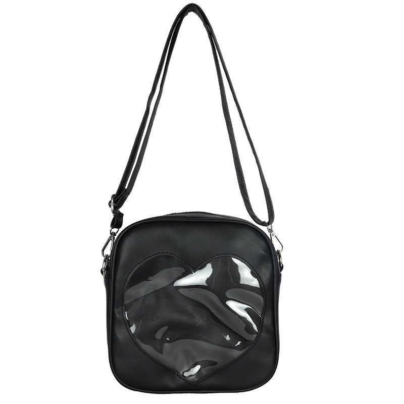 Uniform Cute Student Transparent Love Pu Crossbody Bag
