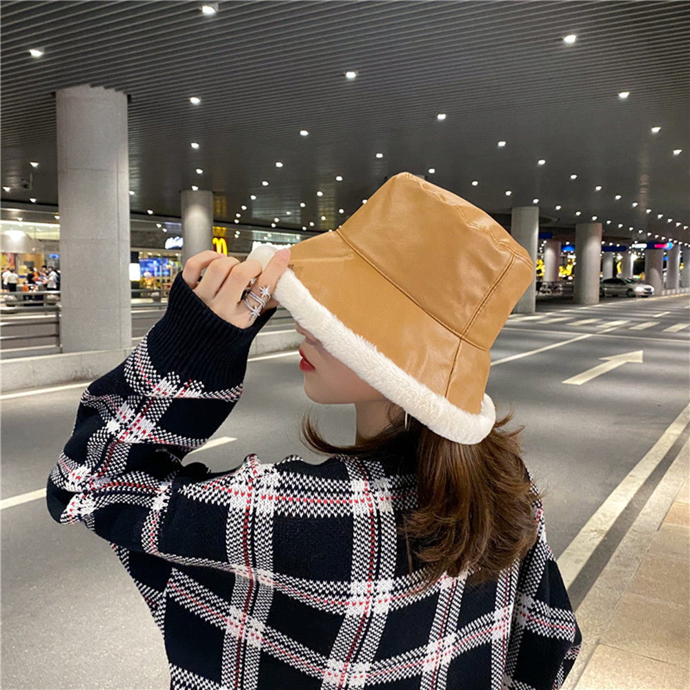 Fashion Lamb Fleece Warm Bucket Hat