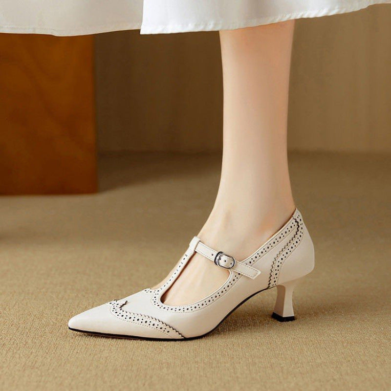 Women's French-style Vintage Engraving Stiletto Heel High Heels