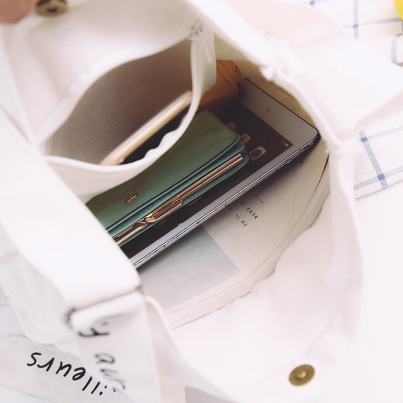 Solid Color Canvas Shoulder Bag