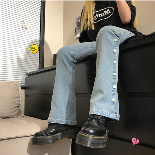 Slim Slightly Flared Straight Wide Leg Jeans