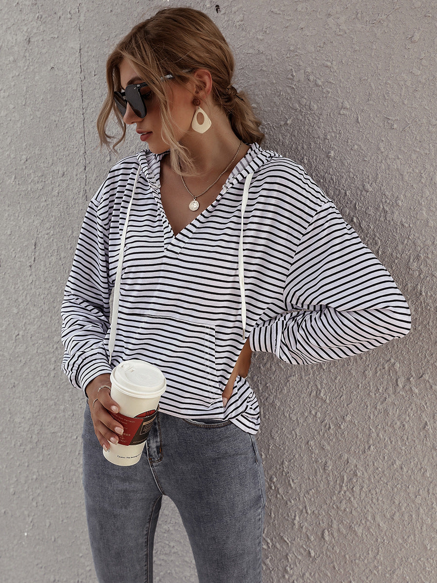 Stribet Top Dametøj Løs Sweater