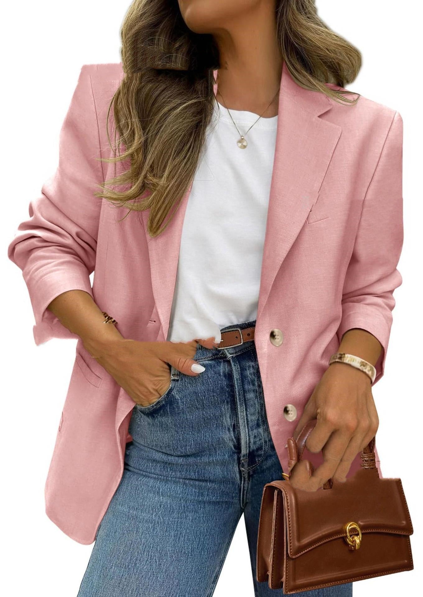 Casual Long-sleeve Coat Solid Color