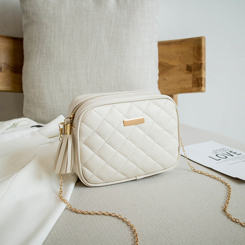 Diamond Embroidered Solid Color Camera Bag Chain