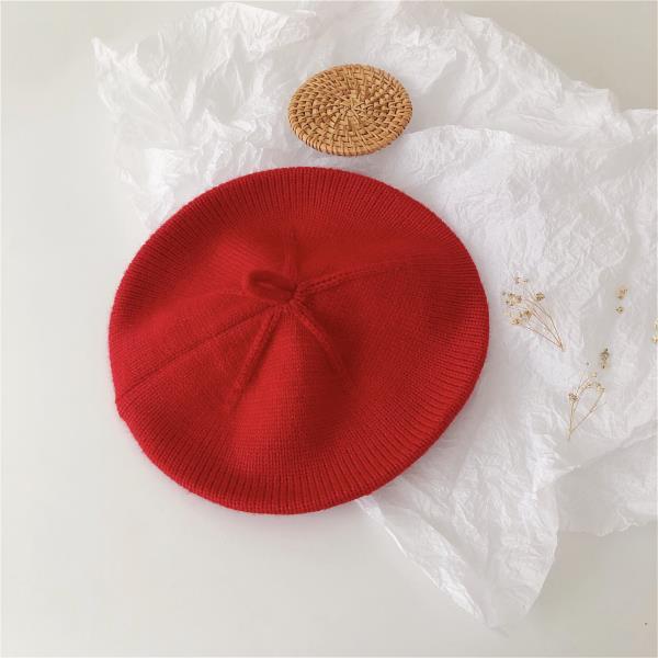 Solid Color Children's Knitted Hat Beret Hat Autumn Baby Soft Painter Yarn