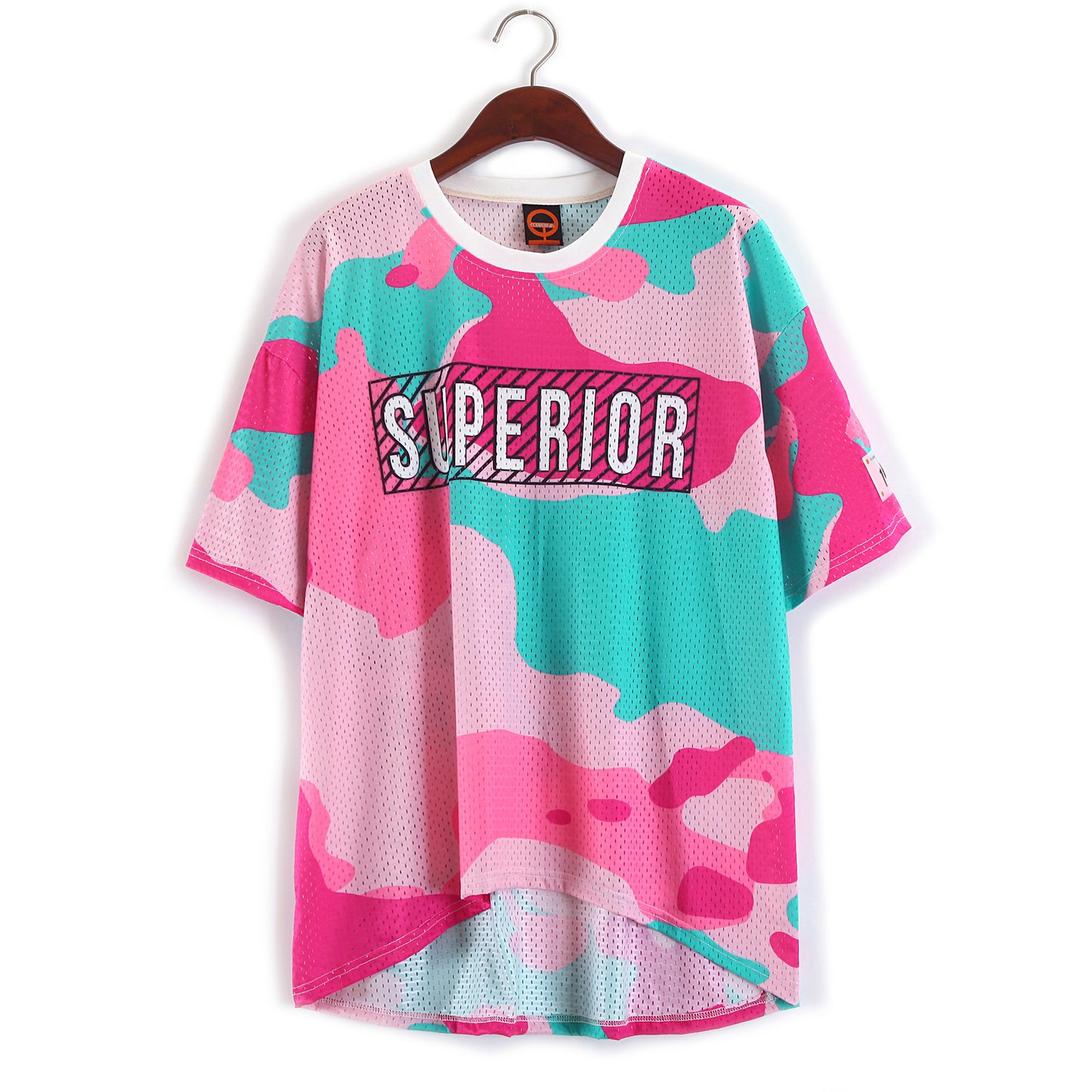 Dame-camouflage top i løs polyester
