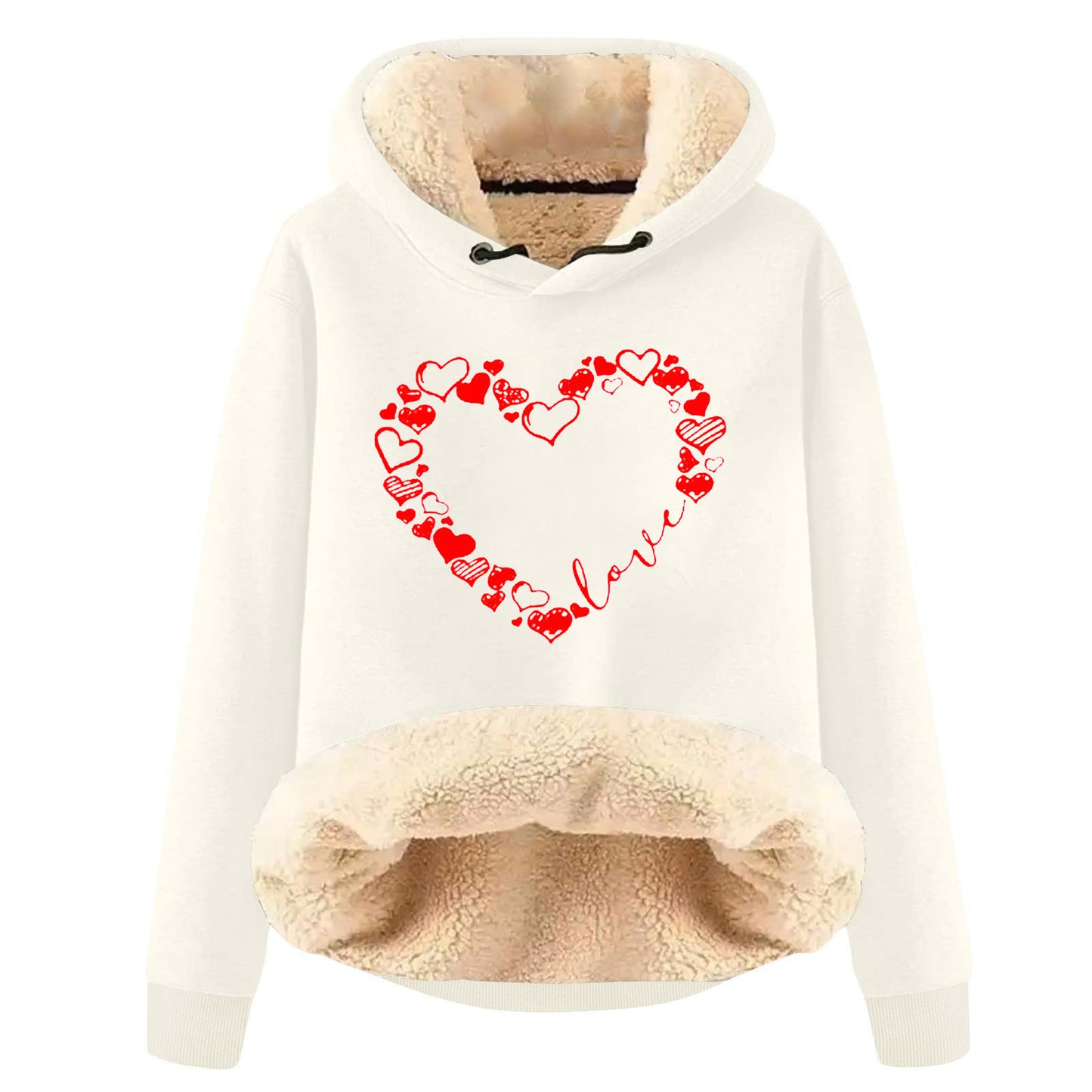 European And American Hooded Sweater Fleece Lined Padded Warm Keeping Loose Hooded Pullover