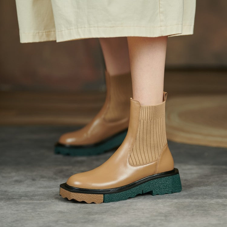 Women's Boots With Thick-soled Stitching Wool Tube