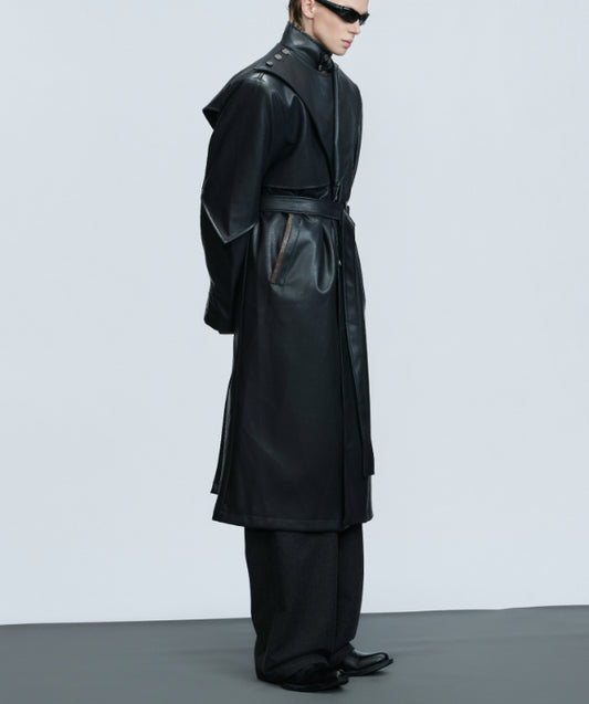 Waist-tight Copper Coin Buckle Below The Knee Trench Coat