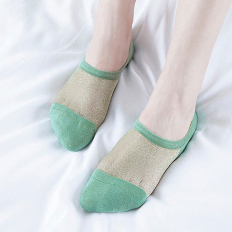 Women's Thin Shallow Mouth Glass Silk Cute Japanese Socks