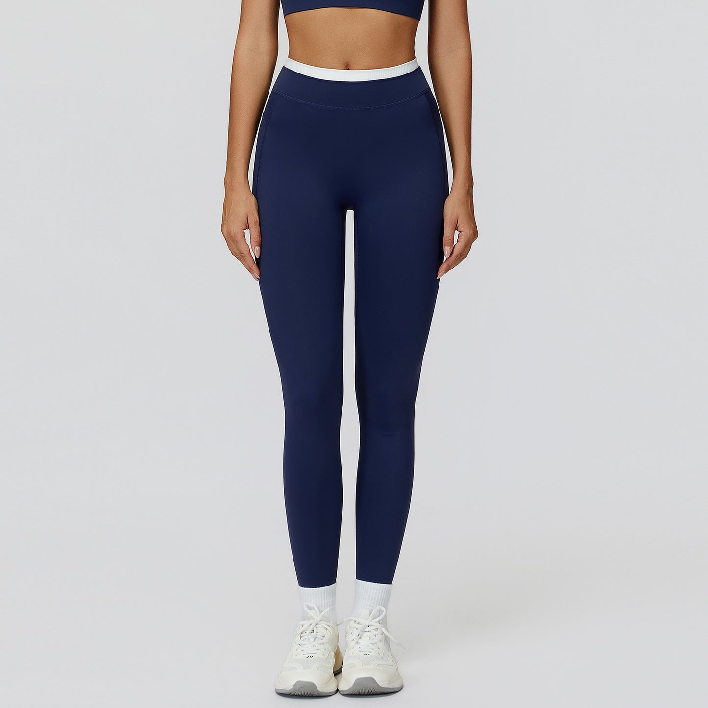 High Waist Contrast Color Tight Trousers Running Fitness Clothes