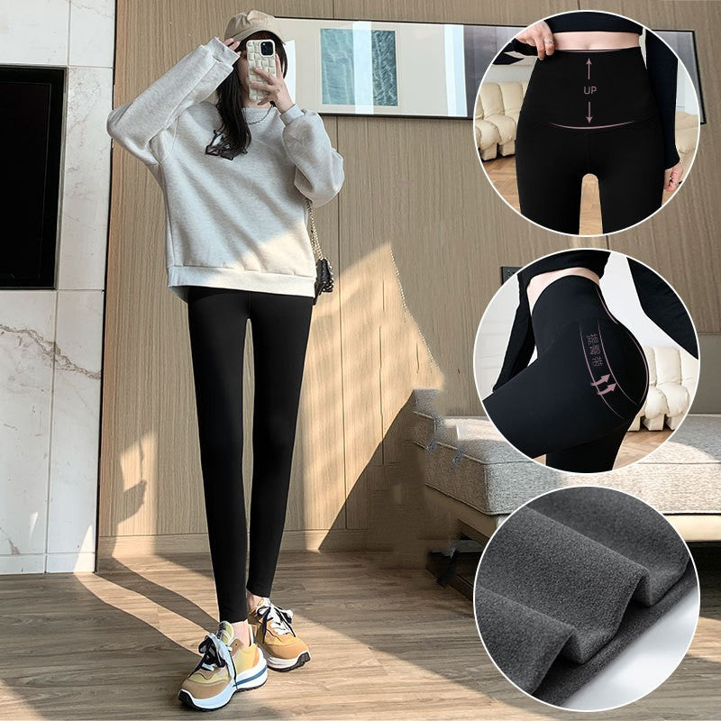 Shark Pants Tight Height Waist Abdominal Lifting Buttock Pants Black Outer Wear Yoga Plus Velvet Leggings
