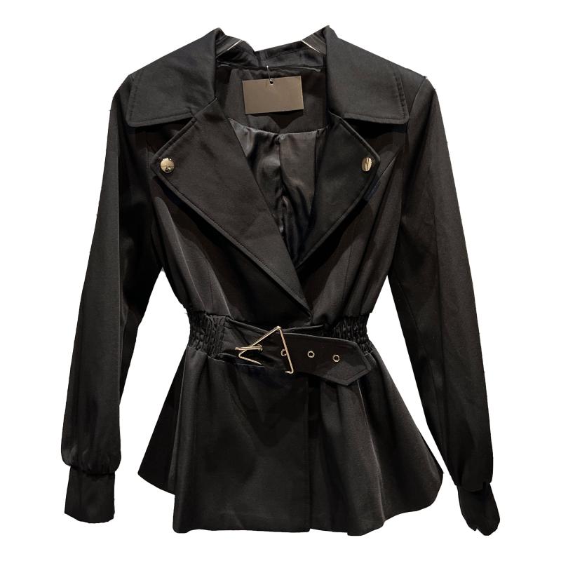 Long-sleeved Jacket With Pleated Elastic Waistband