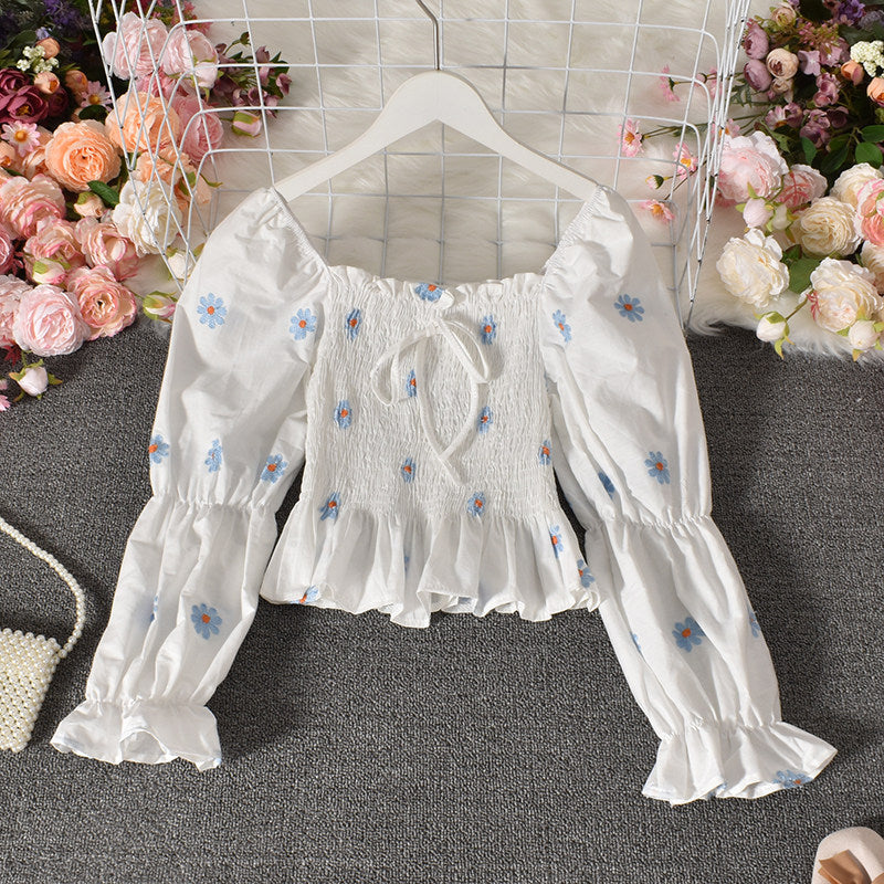 Fashion Age-reducing Embroidery Fruit Flowers Small Skirt Top