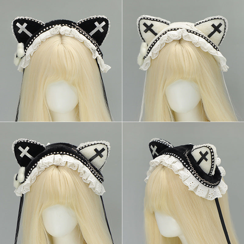 Dark Goth Wind Rivet Cat Ear Hair Band