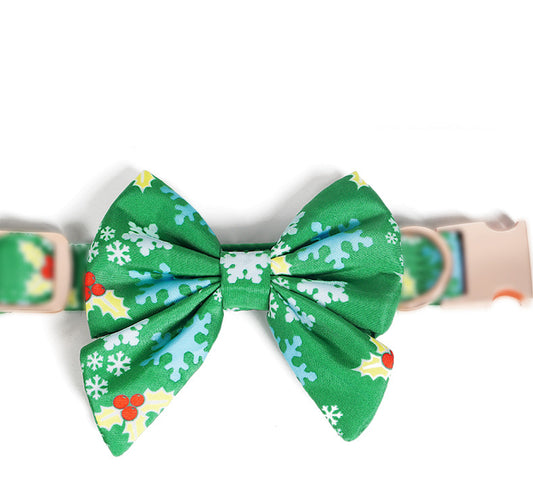 Pure Cotton Dog Necklace Christmas Flower Color Removable Bow Tie Pet Neck Ring