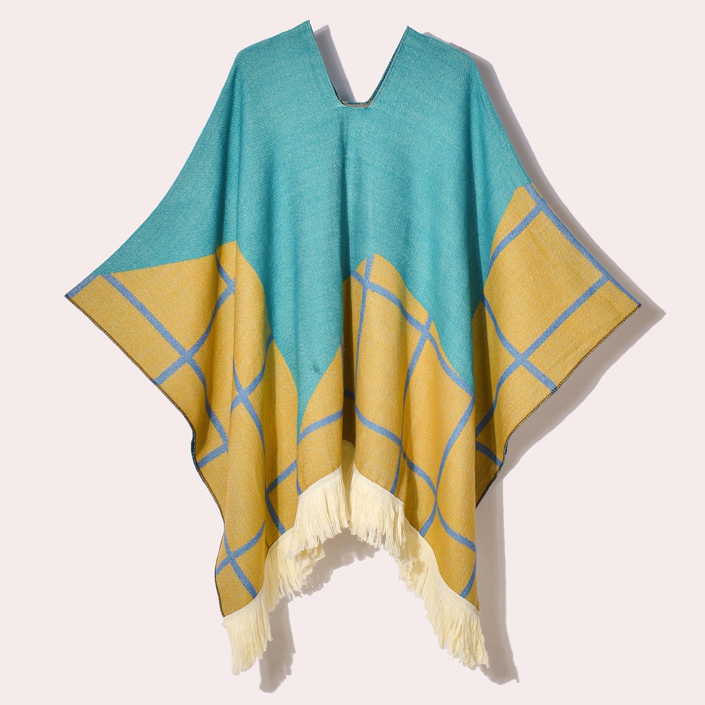 Western Denim Style Men's And Women's Shawl Tassel Pullover Keep Warm Outdoor Large Cloak
