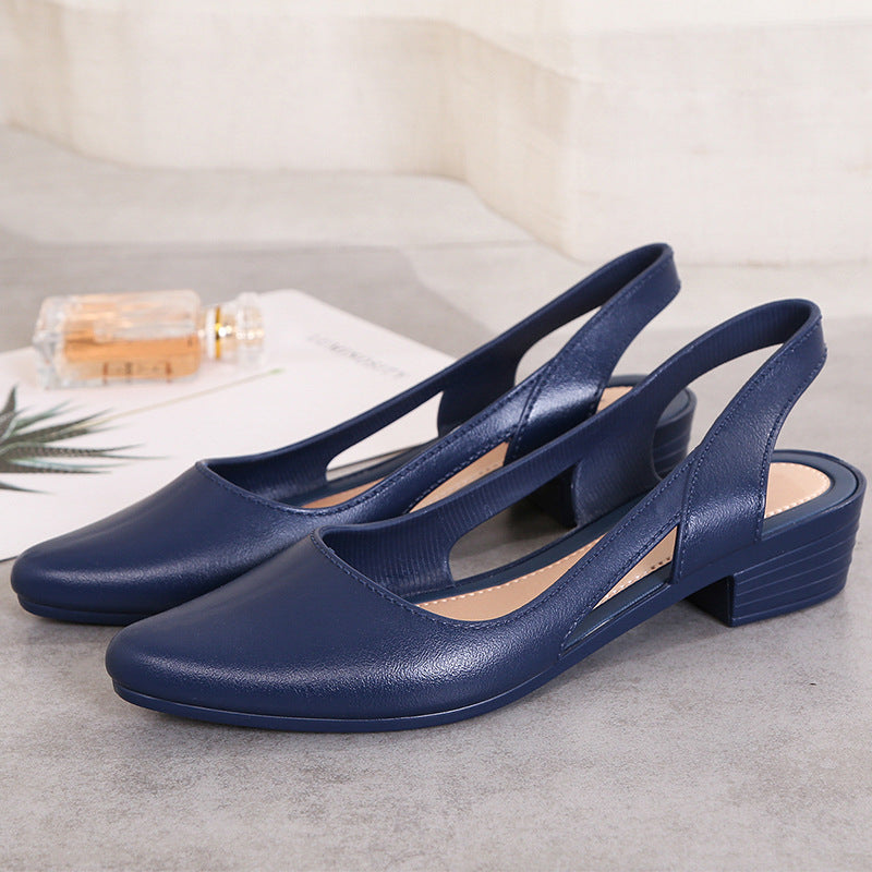 Wedge Heel Shallow Mouth Casual Plastic Mid-heel Single Toe