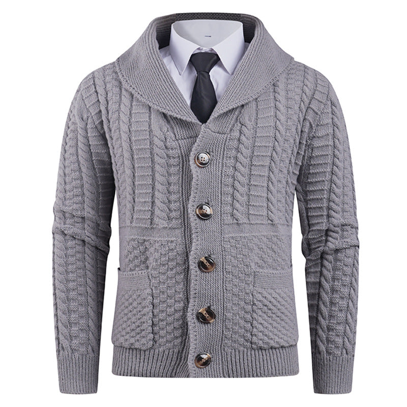 Ny herre cardigan sweaterfrakke med lange ærmer i plus size