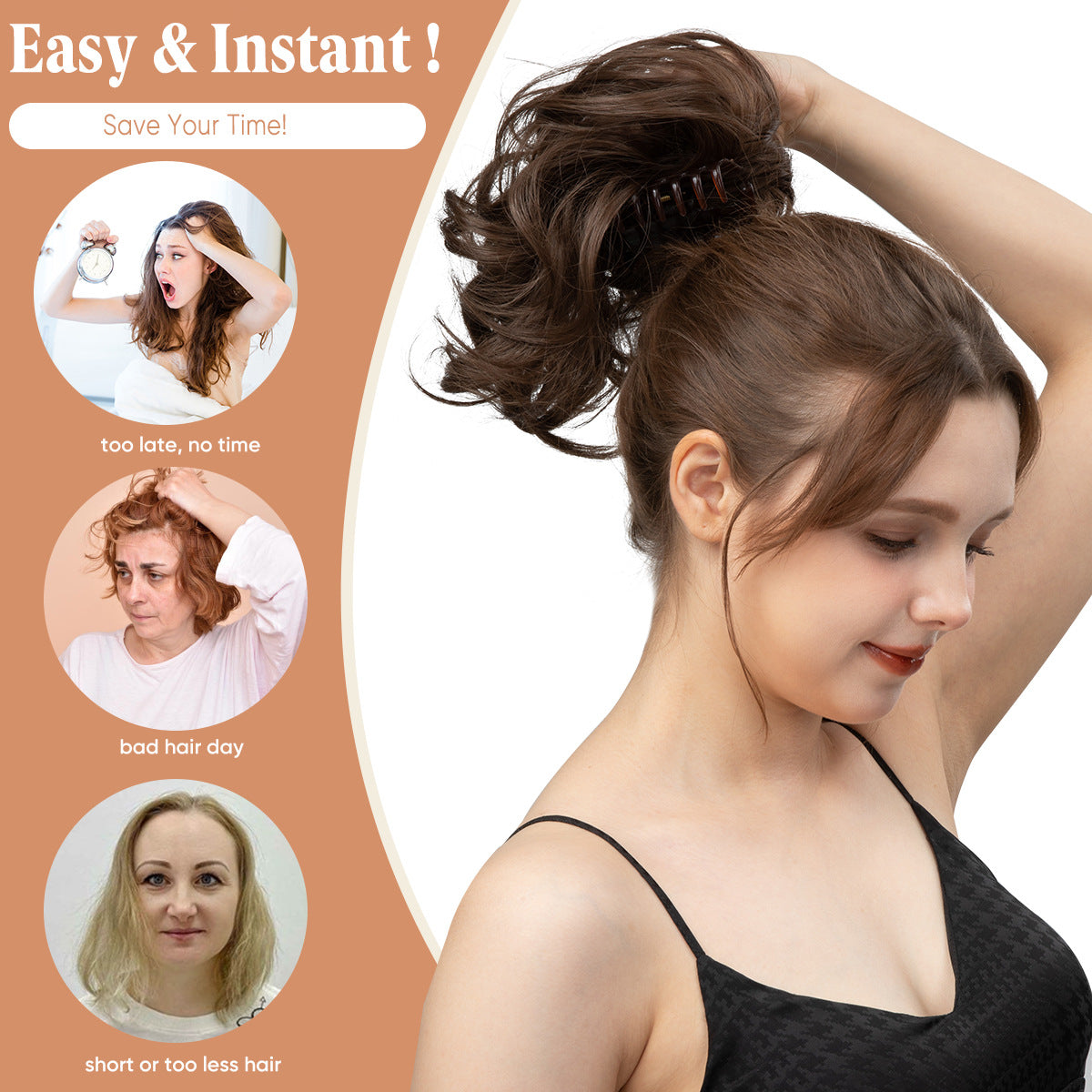 Wig Grip Ponytail Short Female Adjustable Fluffy Natural Short