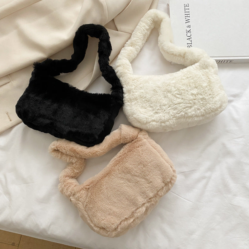 Efterårs- og Vinter Pels Skuldertaske/Underarms Lille Taske til Kvinder