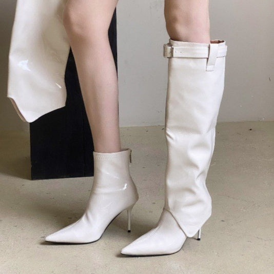 European And American-style Pointed-toe High Heels With Patent
