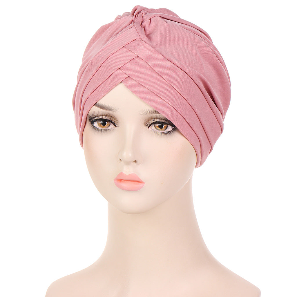 New Multi-color Crystal Hemp Three-layer Turban Hat