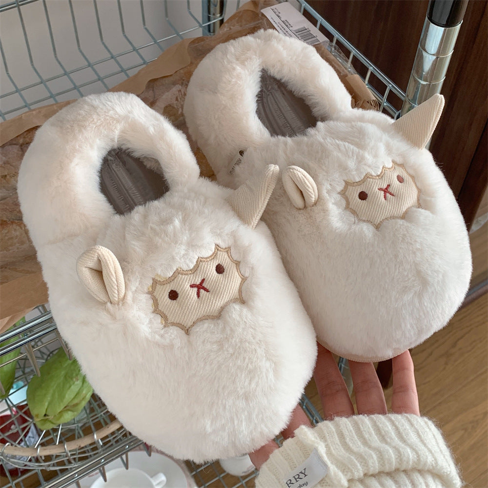 Ladies Warm Plush Cotton Slippers With All Cover Heel