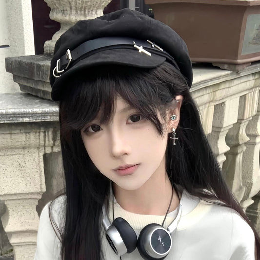 Korean Y2g Sub-culture Cute Cross Beret