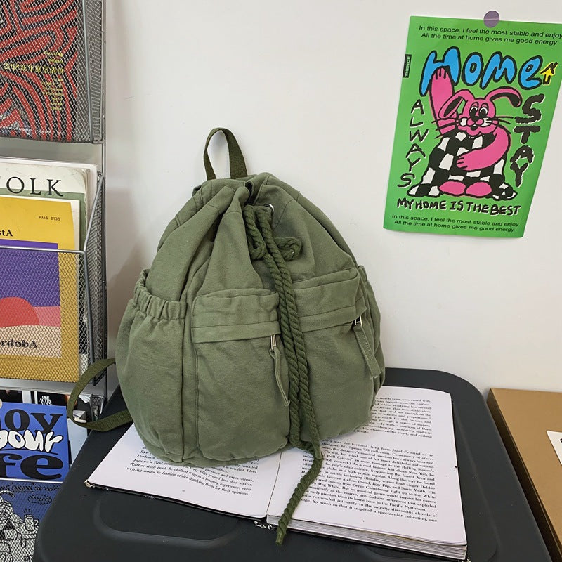Backpack Canvas Drawstring Backpack Simple Travel Large Capacity Computer Bag